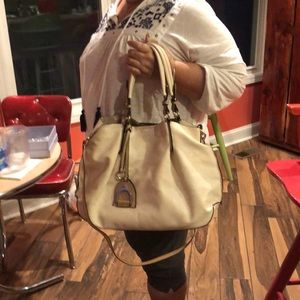 Cream faux leather handbag